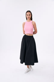 JUPE LONGUE CELESTE NOIR